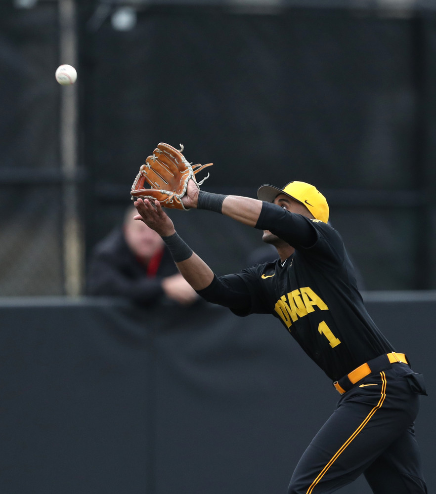 Iowa Hawkeyes infielder Lorenzo Elion (1) against Simpson College Tuesday, March 19, 2019 at Duane Banks Field. (Brian Ray/hawkeyesports.com)