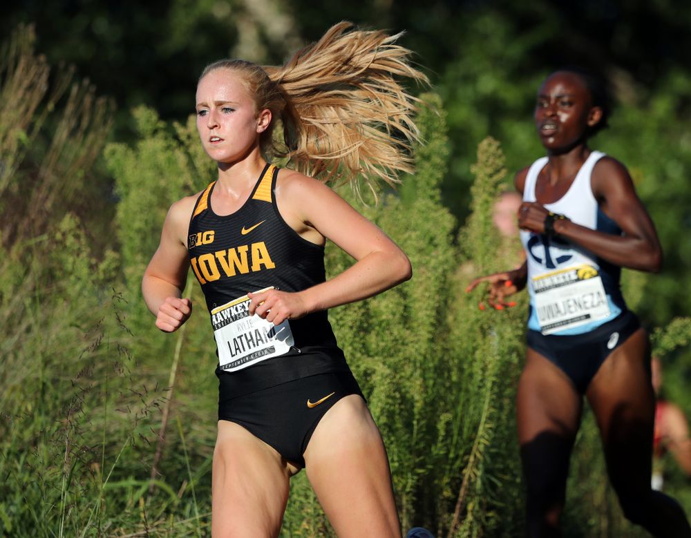 IowaÕs Kylie Latham runs in the 2019 Hawkeye Invitational Friday, September 6, 2019 at the Ashton Cross Country Course. (Brian Ray/hawkeyesports.com)