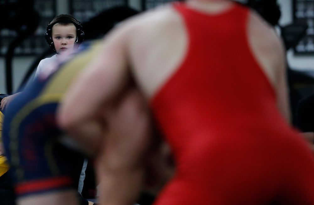 A young Hawkeye wrestling fan is ready to compete. 