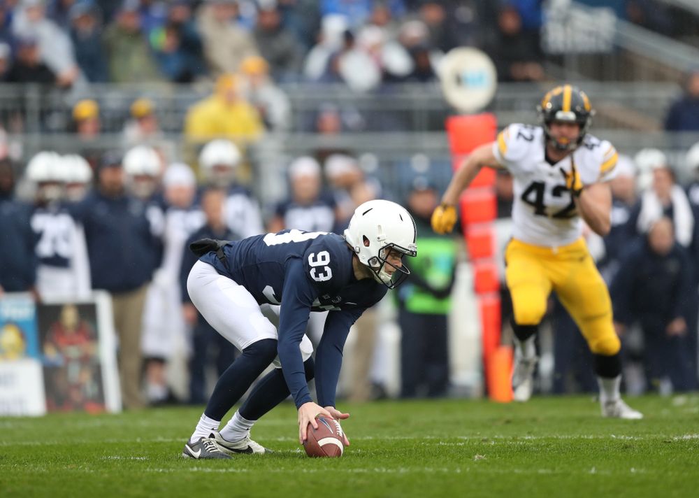 Iowa Hawkeyes wide receiver Dominique Dafney (23) blocks a punt against the Penn State Nittany Lions Saturday, October 27, 2018 at Beaver Stadium in University Park, Pa. (Max Allen/hawkeyesports.com)