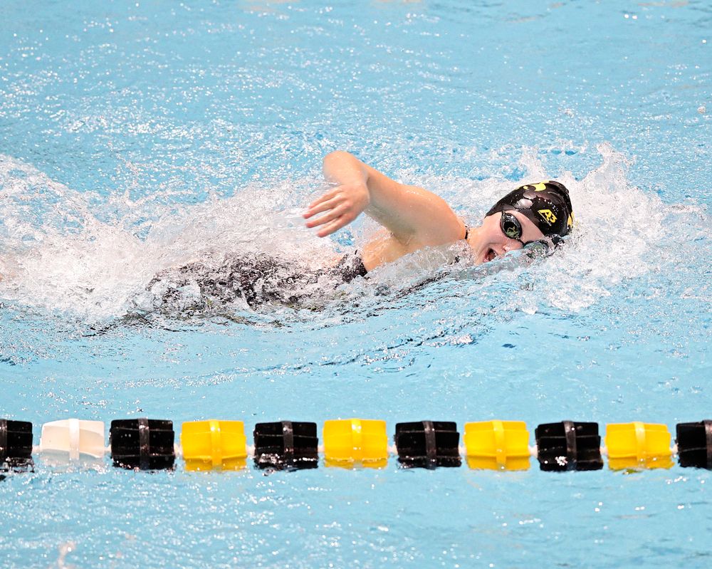 Iowa’s Taylor Hartley swims the women’s 200 yard freestyle event during their meet at the Campus Recreation and Wellness Center in Iowa City on Friday, February 7, 2020. (Stephen Mally/hawkeyesports.com)