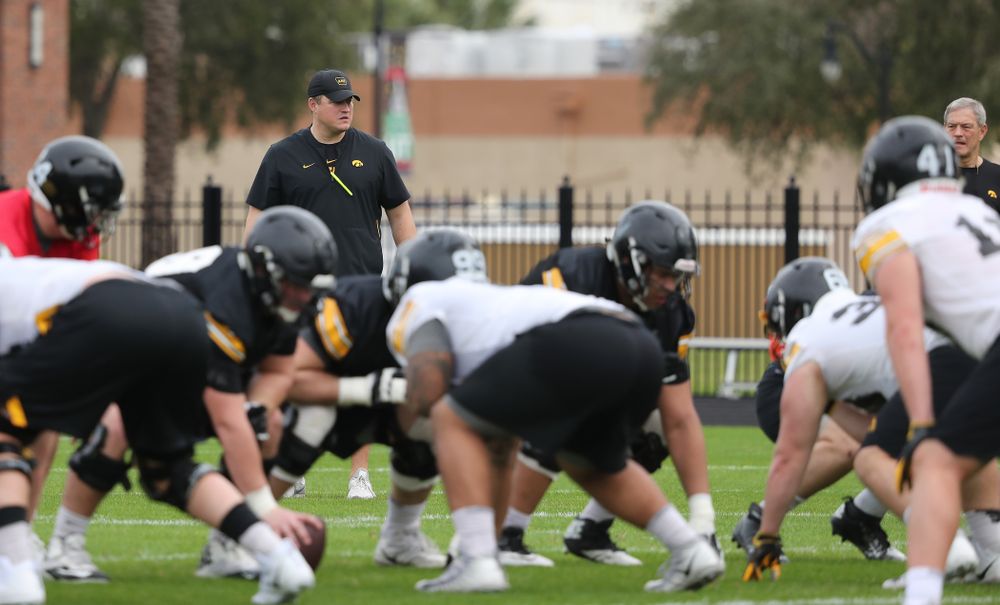 Iowa Hawkeyes offensive coordinator Brian Ferentz during the team's first Outback Bowl Practice in Florida Thursday, December 27, 2018 at Tampa University. (Brian Ray/hawkeyesports.com)