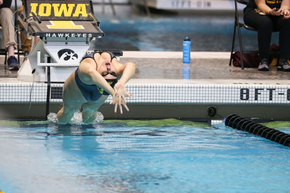 Iowa’s Georgia Clark during Iowa swim and dive vs Minnesota on Saturday, October 26, 2019 at the Campus Wellness and Recreation Center. (Lily Smith/hawkeyesports.com)