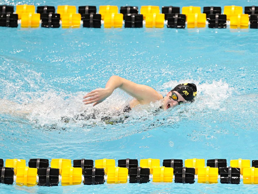 Iowa’s Taylor Hartley swims the women’s 200 yard freestyle preliminary event during the 2020 Women’s Big Ten Swimming and Diving Championships at the Campus Recreation and Wellness Center in Iowa City on Friday, February 21, 2020. (Stephen Mally/hawkeyesports.com)