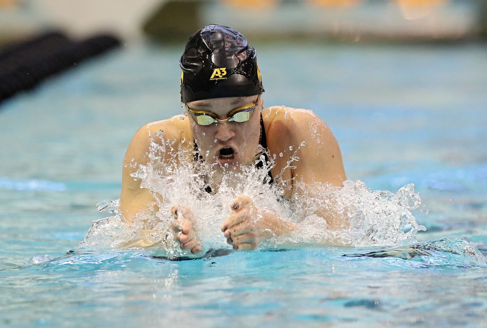 Iowa’s Grace Reeder swims the women’s 400 yard individual medley preliminary event during the 2020 Women’s Big Ten Swimming and Diving Championships at the Campus Recreation and Wellness Center in Iowa City on Friday, February 21, 2020. (Stephen Mally/hawkeyesports.com)