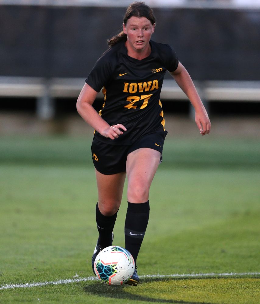 Iowa Hawkeyes forward Samantha Tawharu (27) against Western Michigan Thursday, August 22, 2019 at the Iowa Soccer Complex. (Brian Ray/hawkeyesports.com)