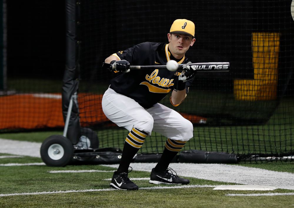 Iowa Hawkeyes infielder Mitchell Boe (4) during the team's annual media day Thursday, February 8, 2018 in the indoor practice facility. (Brian Ray/hawkeyesports.com)