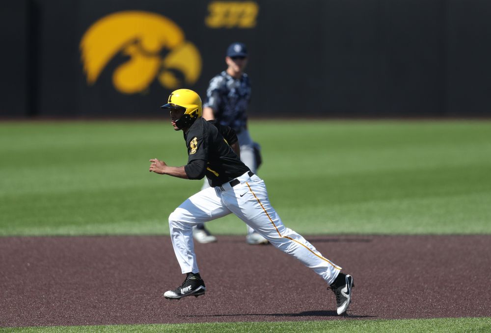 Iowa Hawkeyes infielder Lorenzo Elion (1) during game two against UC Irvine Saturday, May 4, 2019 at Duane Banks Field. (Brian Ray/hawkeyesports.com)