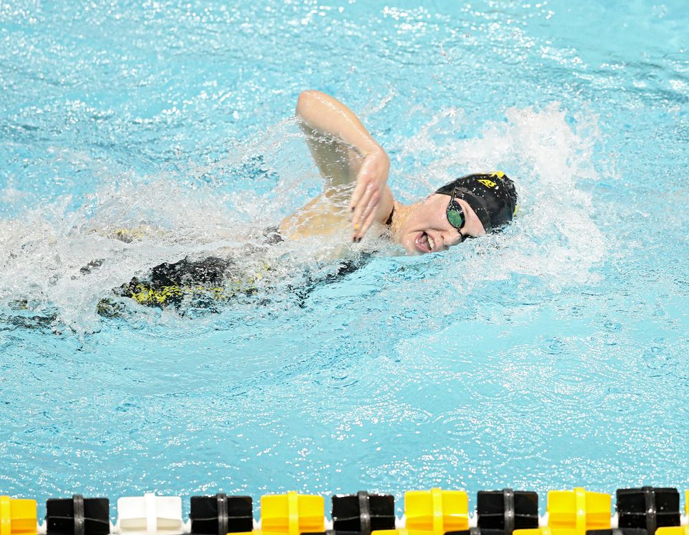 Iowa’s Allyssa Fluit swims the 800 yard freestyle relay event during the 2020 Big Ten Women’s Swimming and Diving Championships at the Campus Recreation and Wellness Center in Iowa City on Wednesday, February 19, 2020. (Stephen Mally/hawkeyesports.com)