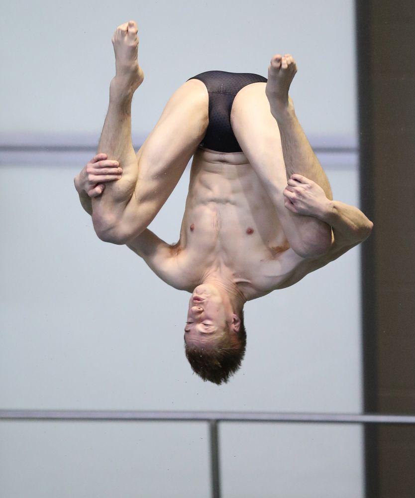 Iowa's Will Brenner competes in the consolation finals of the 1-meter springboard at the 2019 Big Ten Swimming and Diving Championships Thursday, February 28, 2019 at the Campus Wellness and Recreation Center. (Brian Ray/hawkeyesports.com)