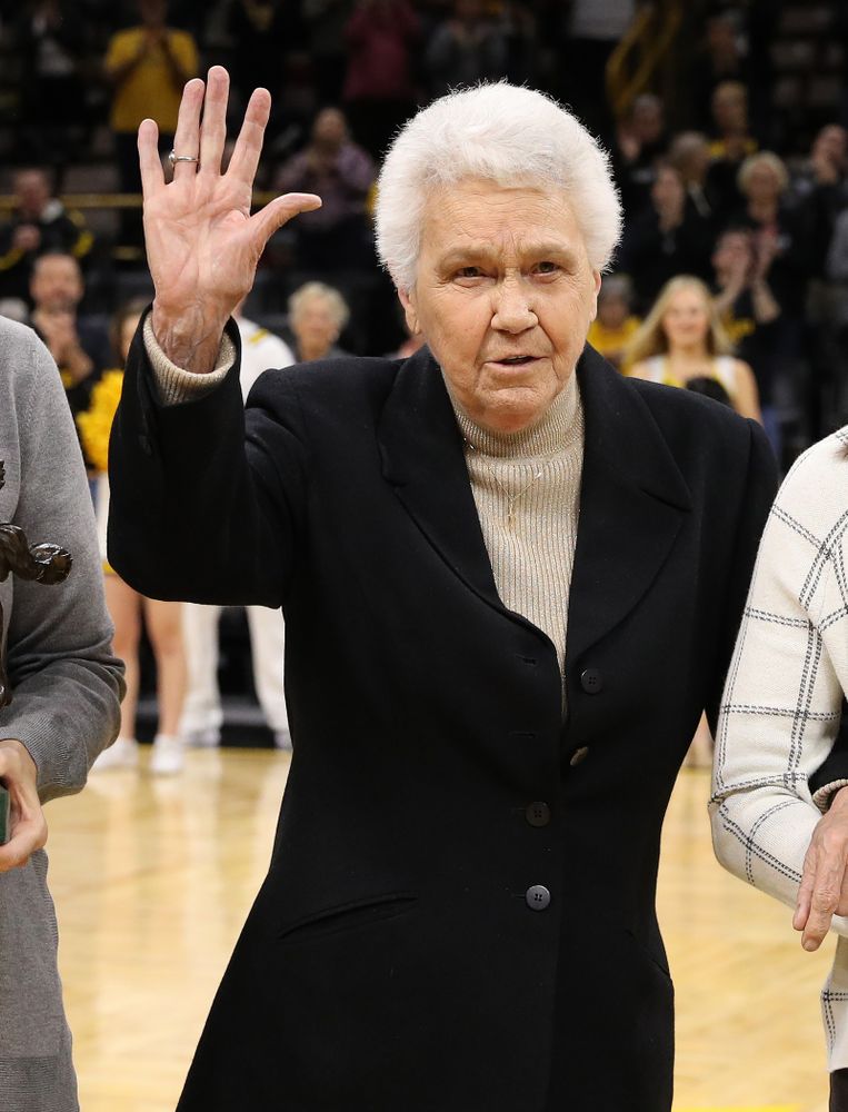 Dr. Christine Grant before the Iowa Hawkeyes game against the Robert Morris Colonials Sunday, December 2, 2018 at Carver-Hawkeye Arena. (Brian Ray/hawkeyesports.com)