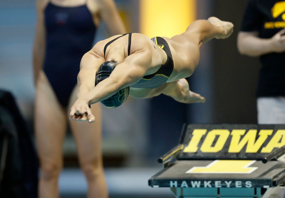 Iowa's Meghan Hackett swims the 50 yard freestyle 