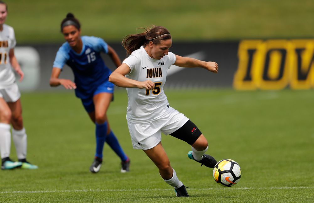 Iowa Hawkeyes Rose Ripslinger (15) against the Creighton Bluejays  Sunday, August 19, 2018 at the Iowa Soccer Complex. (Brian Ray/hawkeyesports.com)