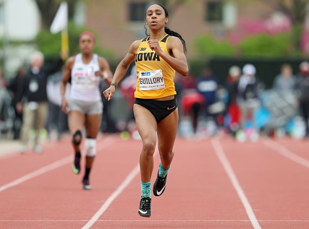 Iowa's Briana Guillory runs the women’s 400 meter event on the third day of the Big Ten Outdoor Track and Field Championships at Francis X. Cretzmeyer Track in Iowa City on Sunday, May. 12, 2019. (Stephen Mally/hawkeyesports.com)