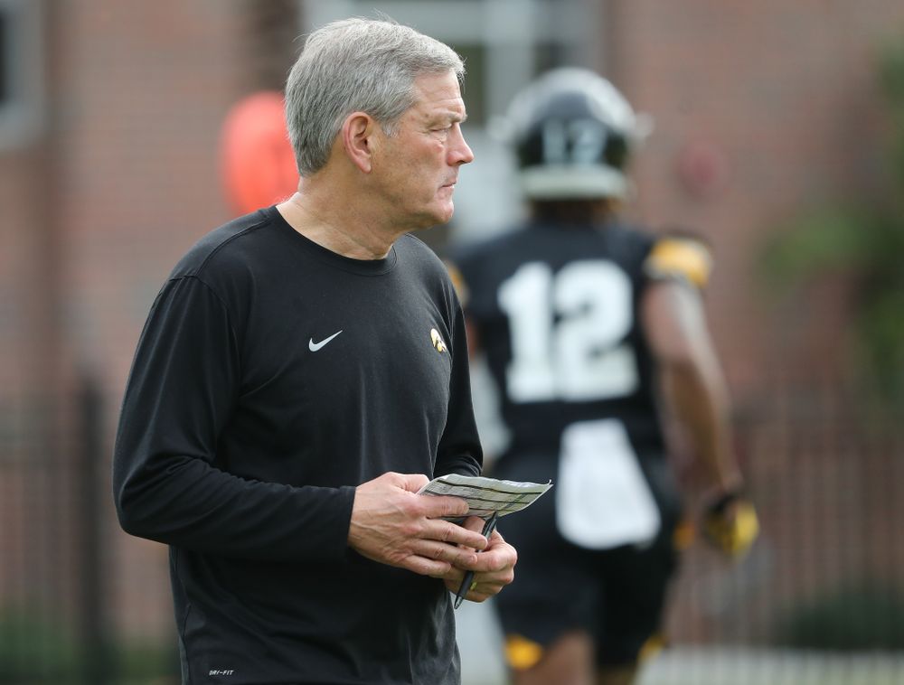 Iowa Hawkeyes head coach Kirk Ferentz during practice for the 2019 Outback Bowl Friday, December 28, 2018 at the University of Tampa. (Brian Ray/hawkeyesports.com)