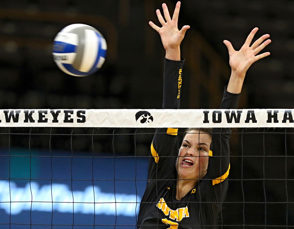 Iowa’s Courtney Buzzerio (2) during the first set of the Black and Gold scrimmage at Carver-Hawkeye Arena in Iowa City on Saturday, Aug 24, 2019. (Stephen Mally/hawkeyesports.com)