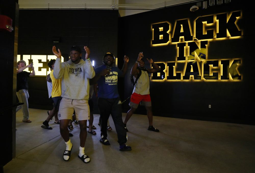 The Hawkeye Football Team sees the updates to their entrance tunnel at Kinnick Stadium for the first time Thursday, August 22, 2019 in Iowa City. (Brian Ray/hawkeyesports.com)