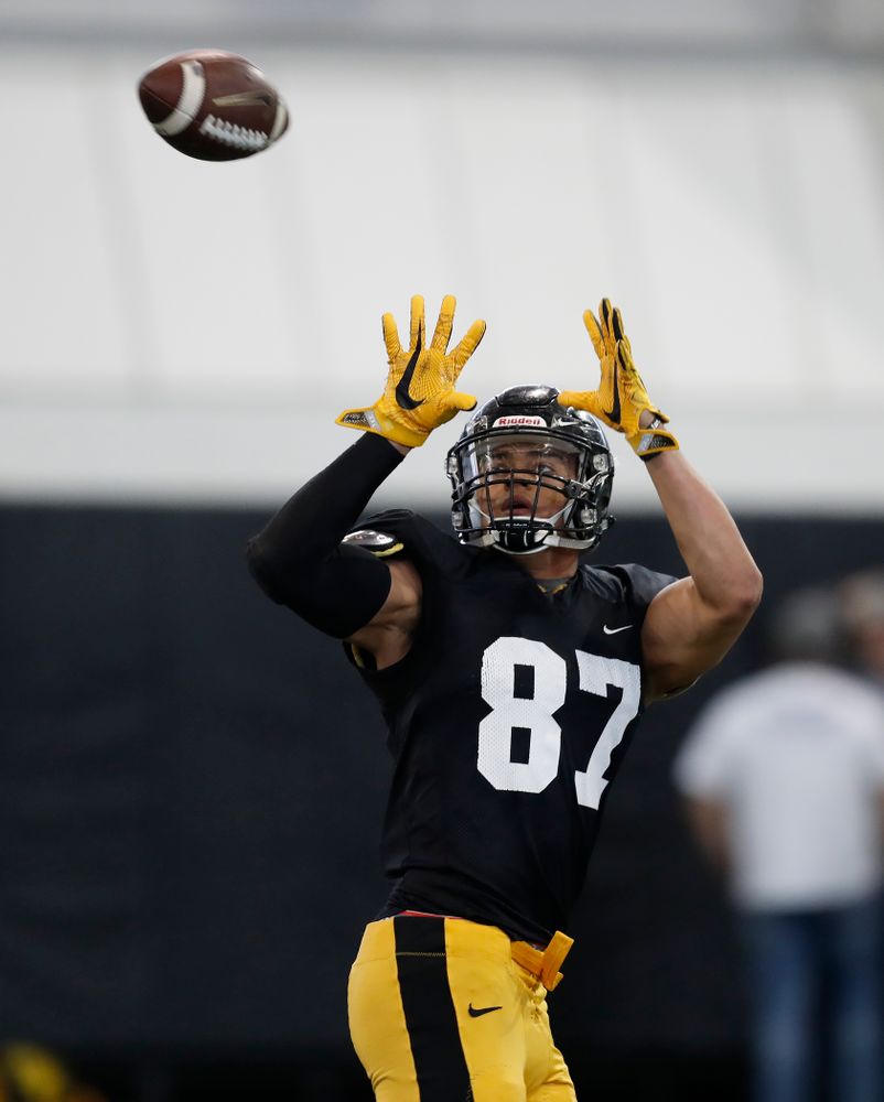 Iowa Hawkeyes tight end Noah Fant (87) during spring practice  Saturday, March 31, 2018 at the Hansen Football Performance Center. (Brian Ray/hawkeyesports.com)