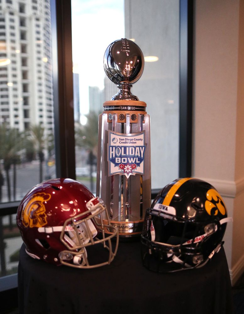 The Holiday Bowl trophy during a press conference leading up to the Holiday Bowl Thursday, December 26, 2019 in San Diego. (Brian Ray/hawkeyesports.com)