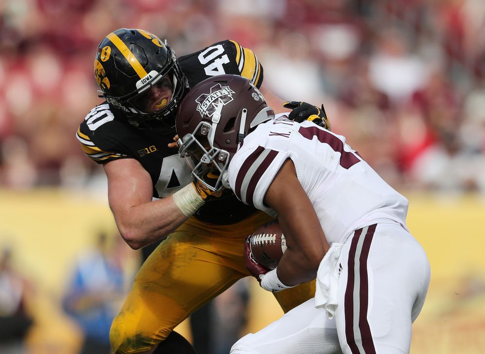 Iowa Hawkeyes defensive end Parker Hesse (40) during the Outback Bowl Tuesday, January 1, 2019 at Raymond James Stadium in Tampa, FL. (Brian Ray/hawkeyesports.com)
