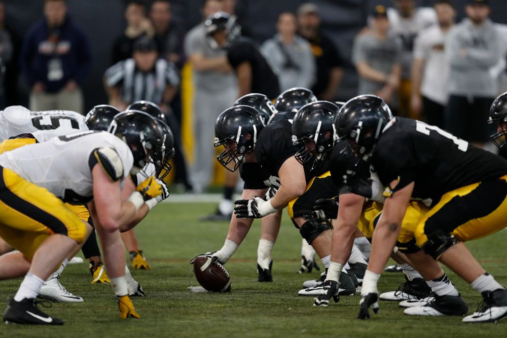 The Iowa Hawkeyes during spring practice  Saturday, March 31, 2018 at the Hansen Football Performance Center. (Brian Ray/hawkeyesports.com)