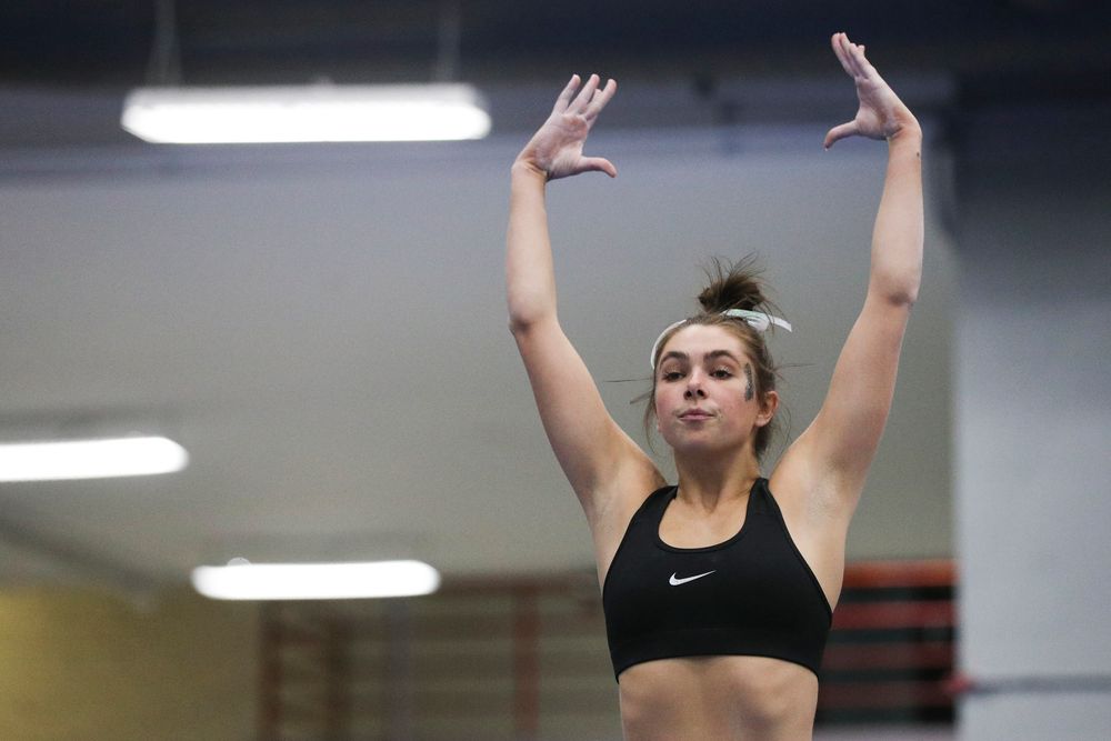Bridget Killian performs on the beam during the Iowa women’s gymnastics Black and Gold Intraquad Meet on Saturday, December 7, 2019 at the UI Field House. (Lily Smith/hawkeyesports.com)