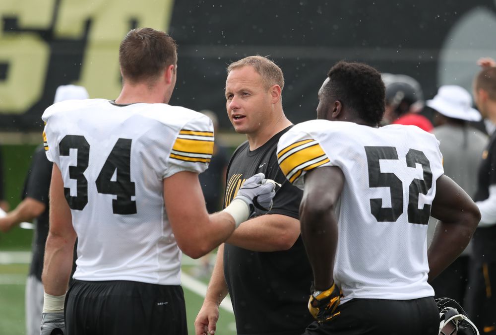 Iowa Hawkeyes linebackers coach Seth Wallace during practice No. 4 of Fall Camp Monday, August 6, 2018 at the Hansen Football Performance Center. (Brian Ray/hawkeyesports.com)