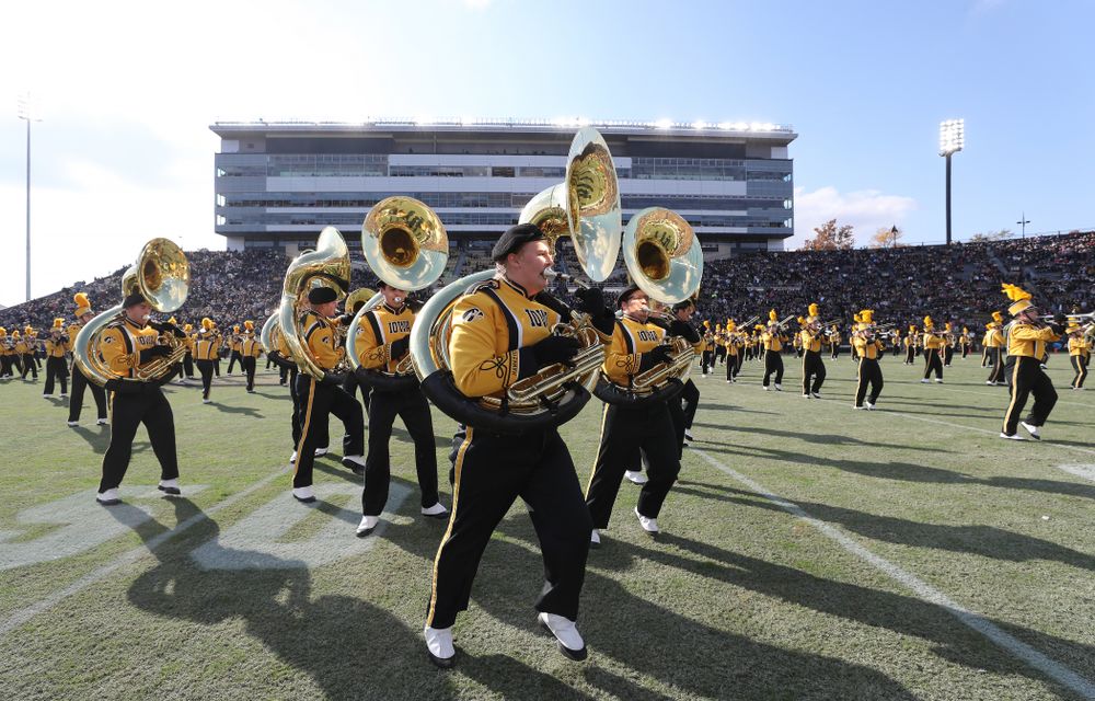 The Hawkeye Marching Band performs before the Iowa Hawkeyes game against the Purdue Boilermakers Saturday, November 3, 2018 Ross Ade Stadium in West Lafayette, Ind. (Brian Ray/hawkeyesports.com)