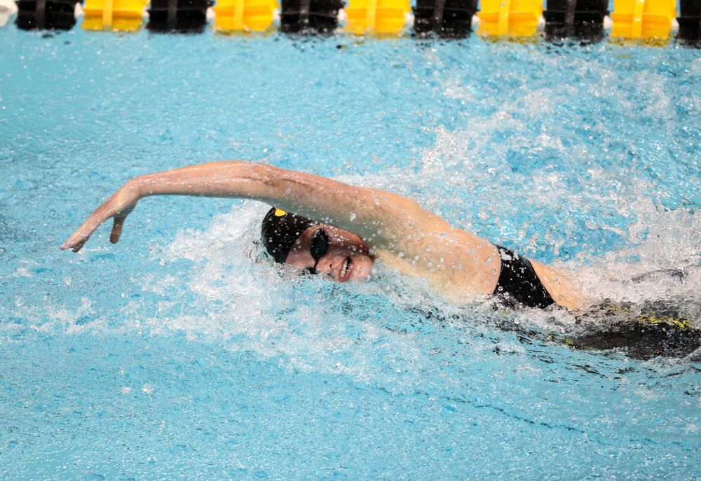 Iowa's Sarah Schemmel swims the 100-yard freestyle against the Iowa State Cyclones in the Iowa Corn Cy-Hawk Series Friday, December 7, 2018 at at the Campus Recreation and Wellness Center. (Brian Ray/hawkeyesports.com)