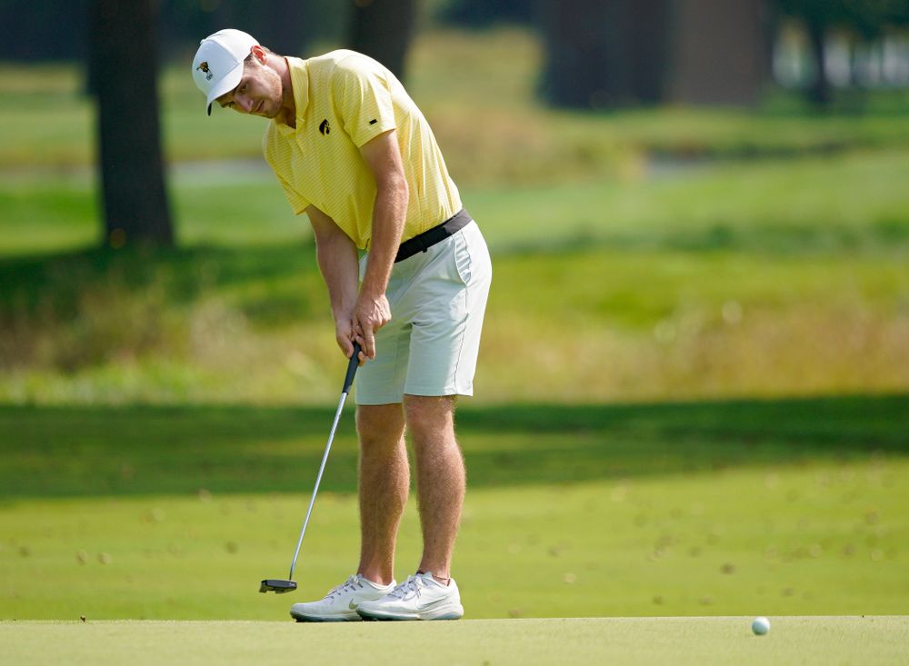 Iowa’s Jake Rowe putts during the third day of the Golfweek Conference Challenge at the Cedar Rapids Country Club in Cedar Rapids on Tuesday, Sep 17, 2019. (Stephen Mally/hawkeyesports.com)