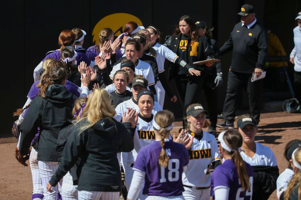 The Iowa softball team at game 3 vs Northwestern on Sunday, March 31, 2019 at Bob Pearl Field. (Lily Smith/hawkeyesports.com)