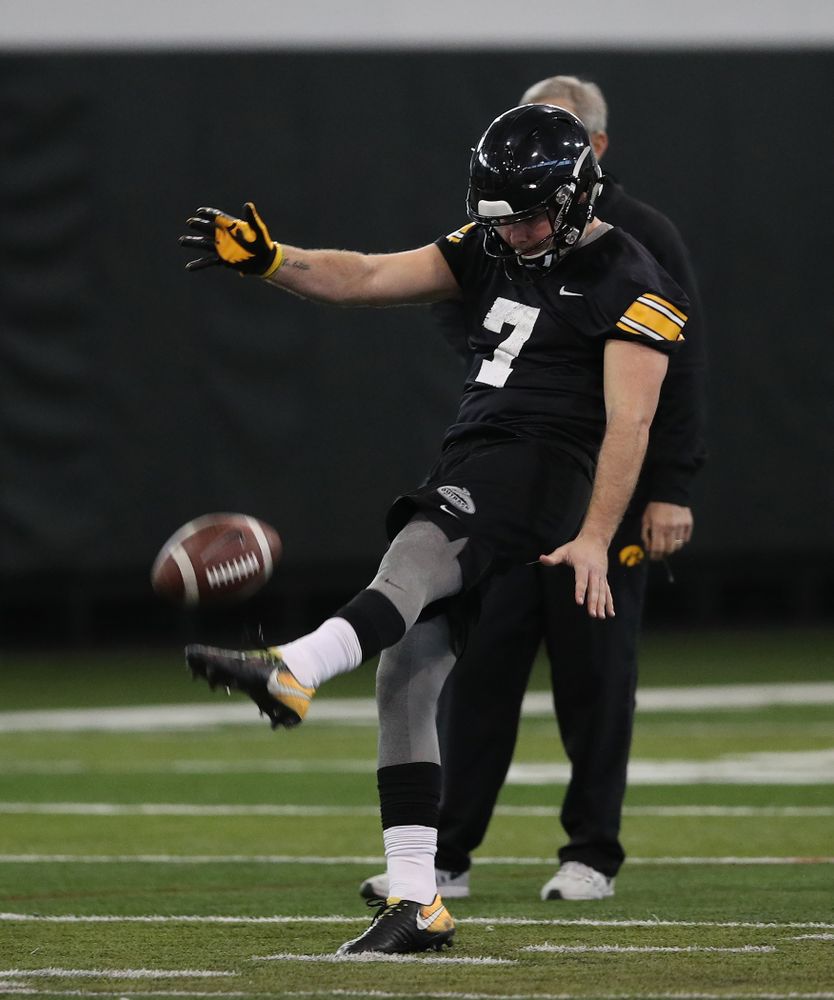 Iowa Hawkeyes punter Colten Rastetter (7) during preparation for the 2019 Outback Bowl Tuesday, December 18, 2018 at the Hansen Football Performance Center. (Brian Ray/hawkeyesports.com)