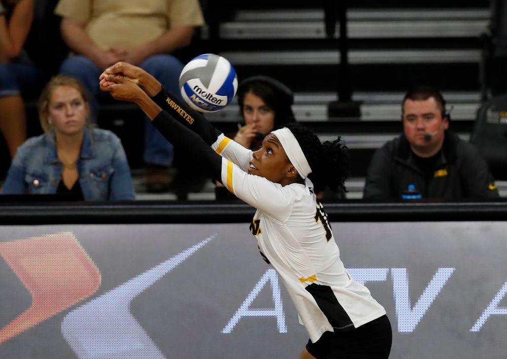 Iowa Hawkeyes outside hitter Taylor Louis (16) against Eastern Illinois Sunday, September 9, 2018 at Carver-Hawkeye Arena. (Brian Ray/hawkeyesports.com)