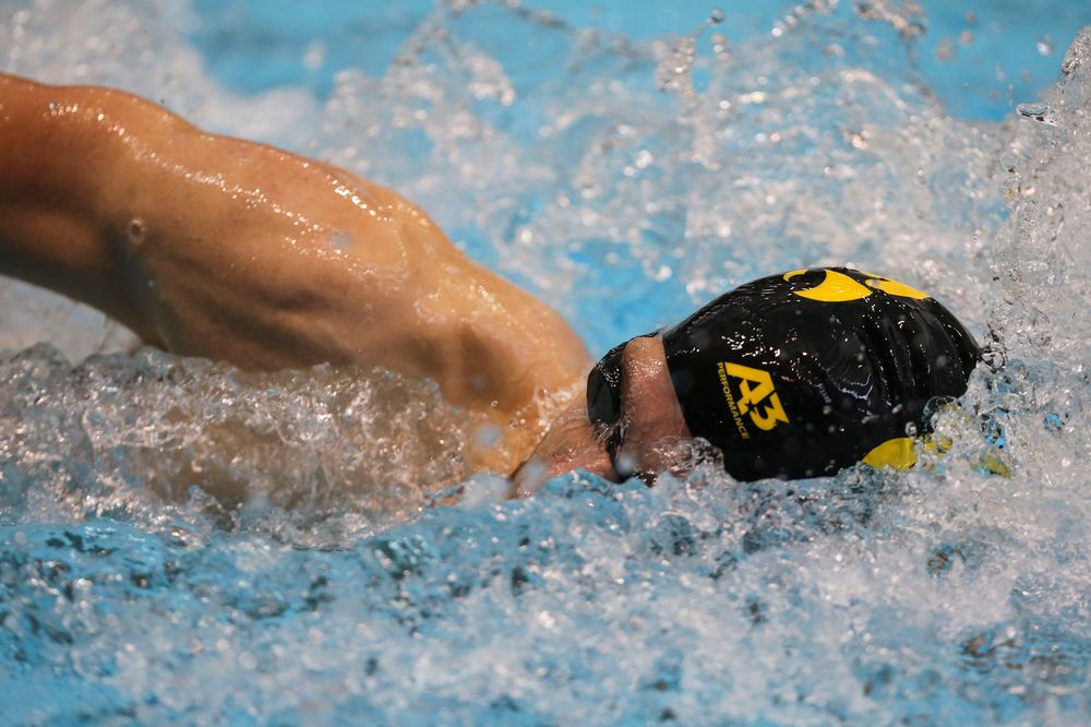 Iowa’s Jackson Allmon during Iowa swim and dive vs Minnesota on Saturday, October 26, 2019 at the Campus Wellness and Recreation Center. (Lily Smith/hawkeyesports.com)