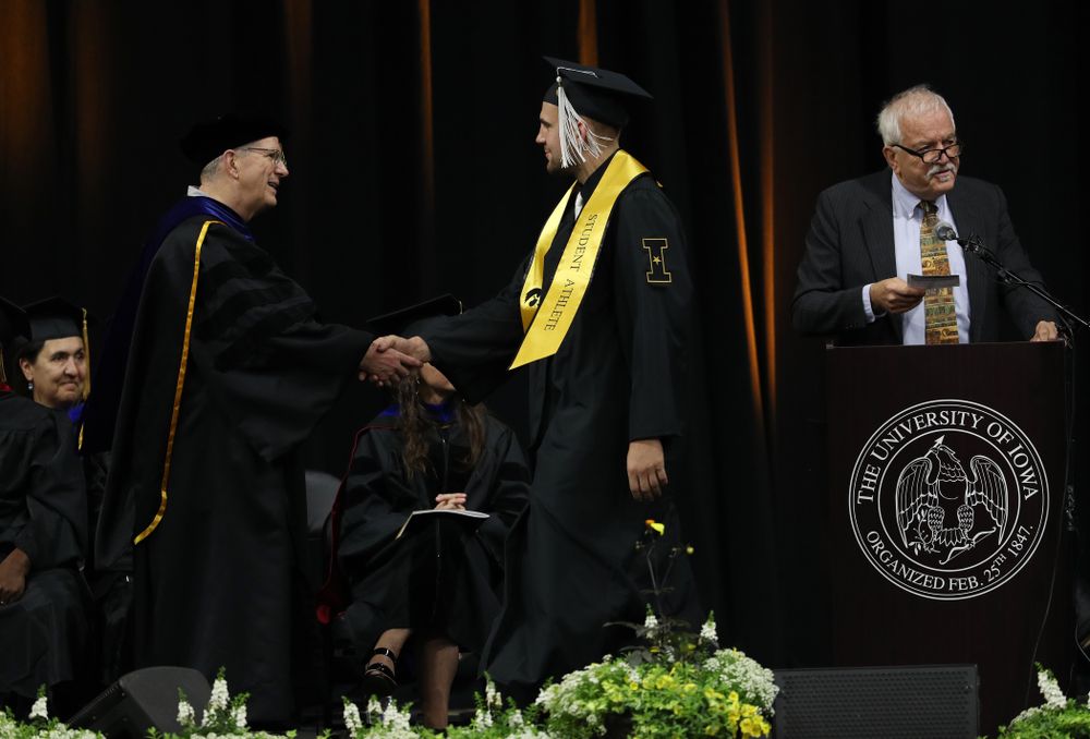 Hawkeye FootballÕs Nate Wieting during the College of Liberal Arts and Sciences spring commencement Saturday, May 11, 2019 at Carver-Hawkeye Arena. (Brian Ray/hawkeyesports.com)