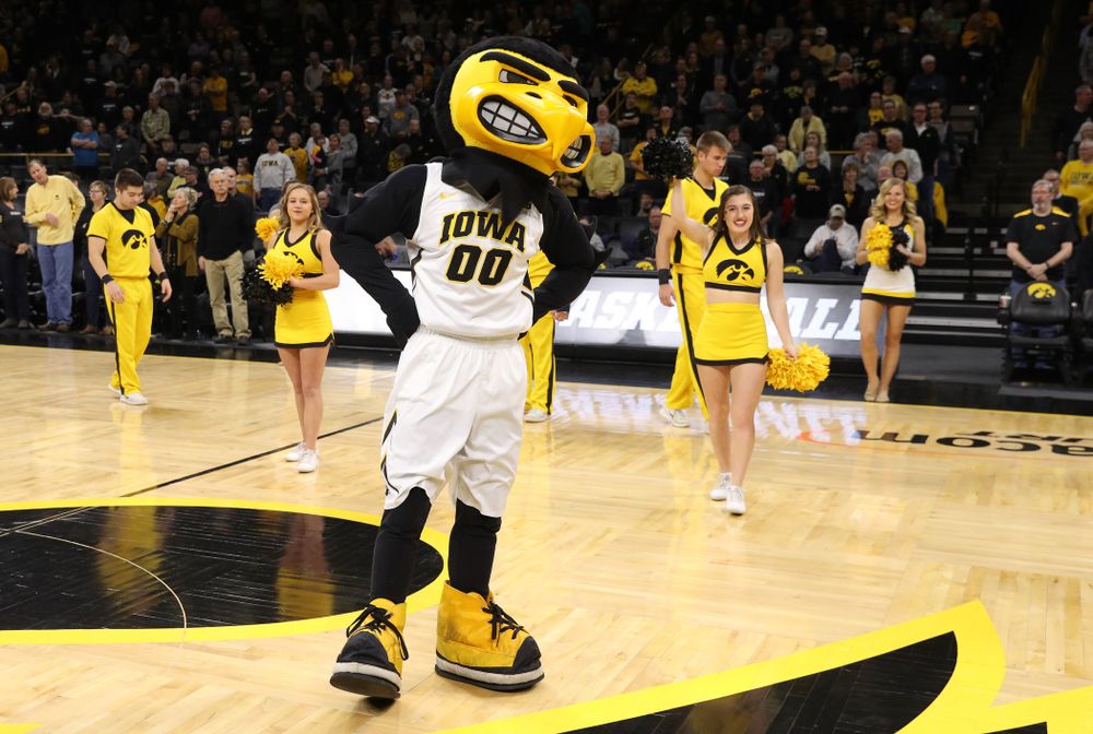 Herky The Hawk against the Rutgers Scarlet Knights Wednesday, January 23, 2019 at Carver-Hawkeye Arena. (Brian Ray/hawkeyesports.com)