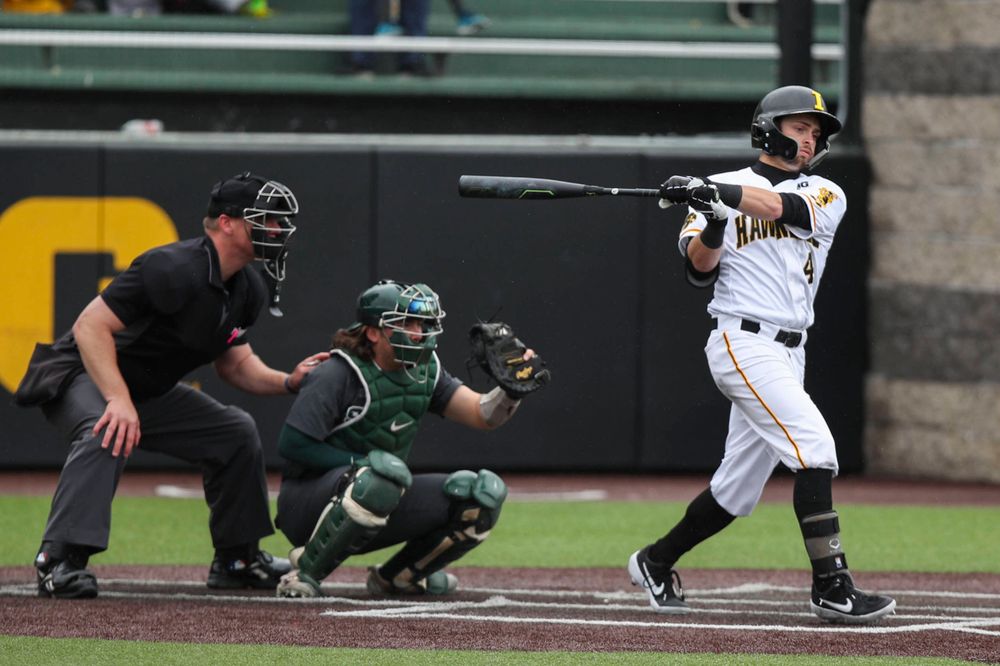 Iowa infielder Mitchell Boe  during baseball vs Michigan State game 3 at Duane Banks Field on Sunday, May 12, 2019. (Lily Smith/hawkeyesports.com)