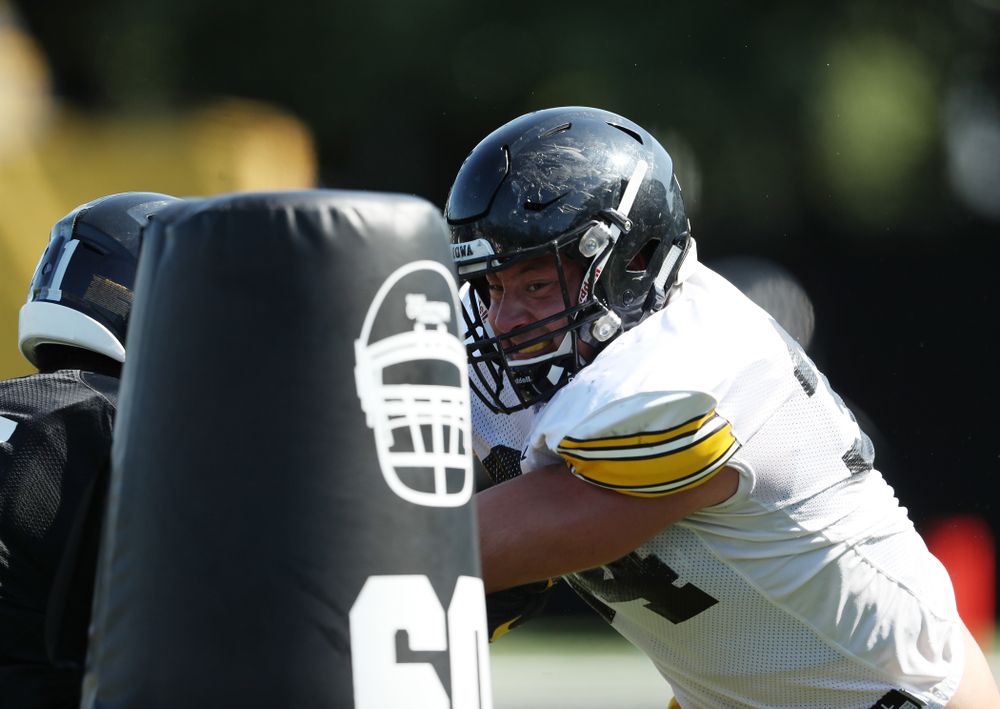 Iowa Hawkeyes linebacker Kristian Welch (34) during Fall Camp Practice No. 5 Tuesday, August 6, 2019 at the Ronald D. and Margaret L. Kenyon Football Practice Facility. (Brian Ray/hawkeyesports.com)