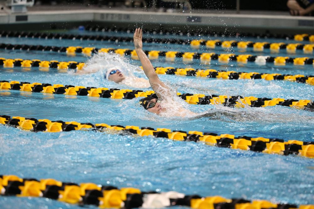 Iowa's Michael Tenney at the 400-yard medley race  Friday, March 1, 2019 at the Campus Recreation and Wellness Center. (Lily Smith/hawkeyesports.com)