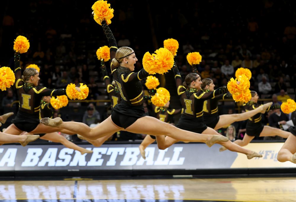 The Iowa Dance Team performs at halftime of the Iowa Hawkeyes game against the Maryland Terrapins Friday, January 10, 2020 at Carver-Hawkeye Arena. (Brian Ray/hawkeyesports.com)