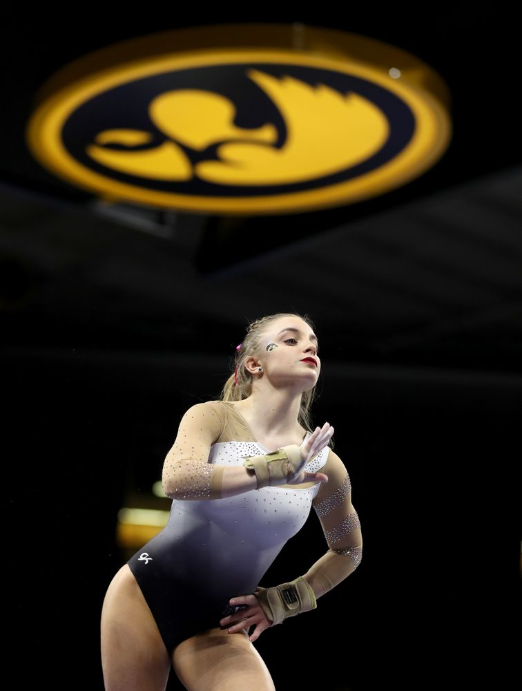 IowaÕs Lauren Guerin competes on the beam against Ball State and Air Force Saturday, January 11, 2020 at Carver-Hawkeye Arena. (Brian Ray/hawkeyesports.com)