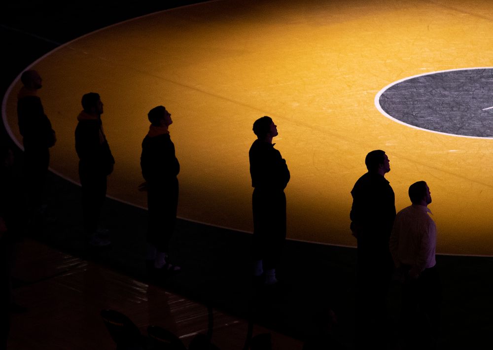 Iowa wrestlers prepare for their dual at Carver-Hawkeye Arena in Iowa City on Friday, January 31, 2020. (Stephen Mally/hawkeyesports.com)