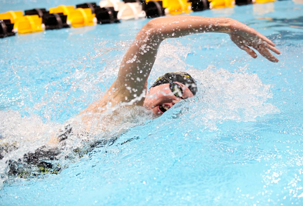 Iowa’s Allyssa Fluit swims the women’s 200 yard freestyle final event during the 2020 Women’s Big Ten Swimming and Diving Championships at the Campus Recreation and Wellness Center in Iowa City on Friday, February 21, 2020. (Stephen Mally/hawkeyesports.com)