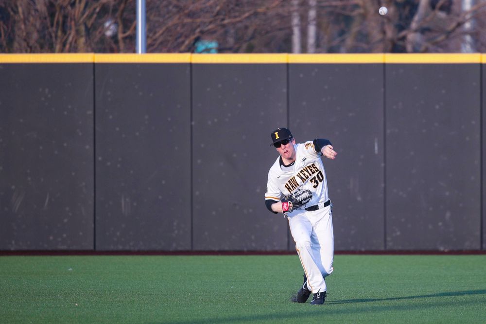 Iowa outfielder Connor McCaffery at game 1 vs Rutgers on Friday, April 5, 2019 at Duane Banks Field. (Lily Smith/hawkeyesports.com)