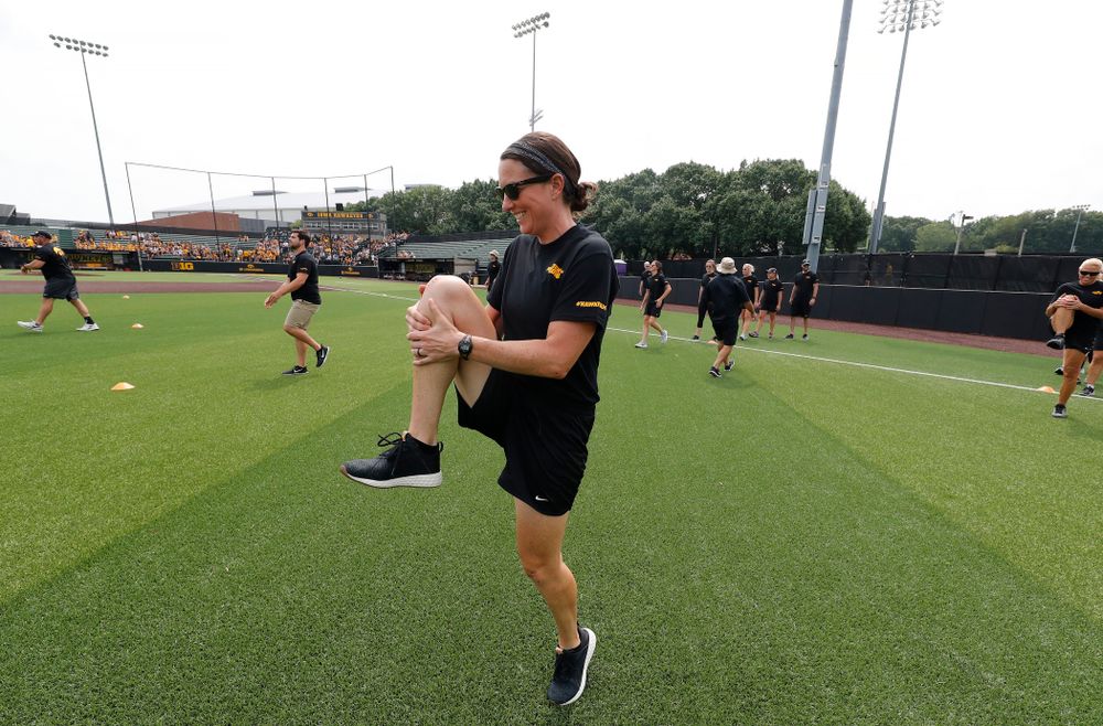 Women's Basketball Director of Player Development Abby Stamp during the Iowa Student Athlete Kickoff Kickball game  Sunday, August 19, 2018 at Duane Banks Field. (Brian Ray/hawkeyesports.com)