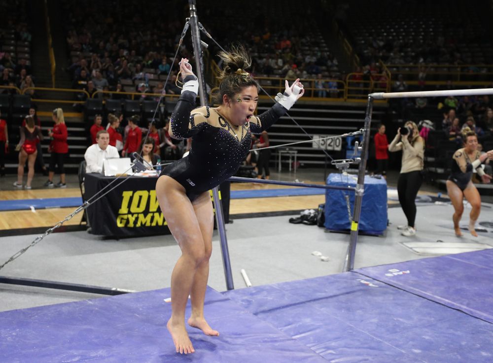 Iowa's Nicole Chow competes on the bars during their meet against Southeast Missouri State Friday, January 11, 2019 at Carver-Hawkeye Arena. (Brian Ray/hawkeyesports.com)