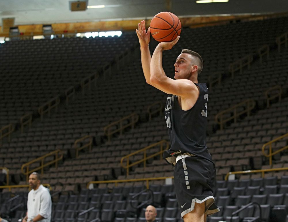 Iowa Hawkeyes guard Connor McCaffery (30) puts up a shot during practice at Carver-Hawkeye Arena in Iowa City on Monday, Sep 30, 2019. (Stephen Mally/hawkeyesports.com)