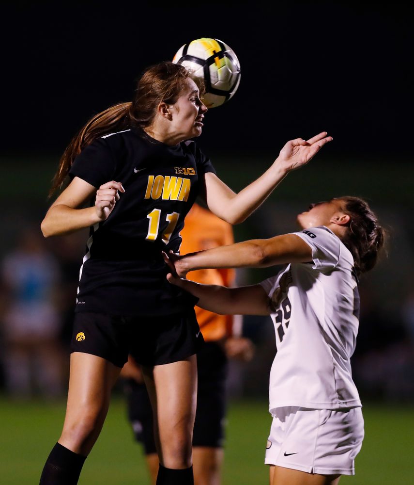 Iowa Hawkeyes Sydney Blitchok (11) against the Purdue Boilermakers Thursday, September 20, 2018 at the Iowa Soccer Complex. (Brian Ray/hawkeyesports.com)