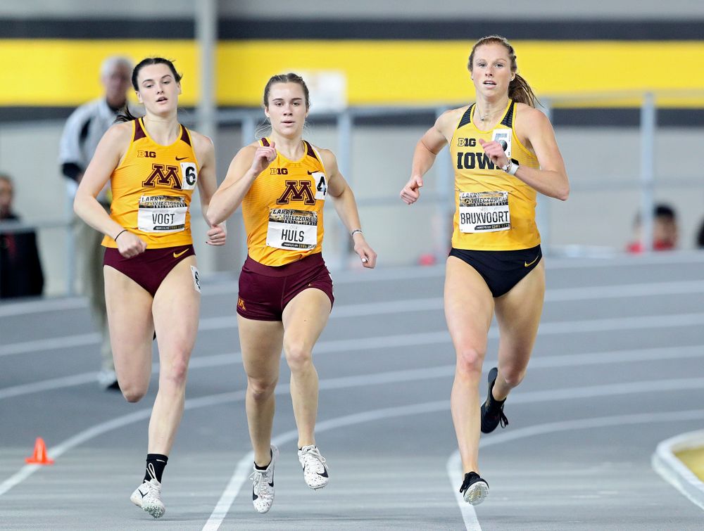 Iowa’s Mariel Bruxvoort runs the women’s 400 meter dash event during the Larry Wieczorek Invitational at the Recreation Building in Iowa City on Saturday, January 18, 2020. (Stephen Mally/hawkeyesports.com)