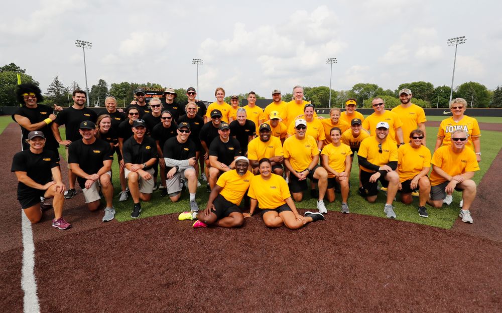 The Black and the Gold teams during the Iowa Student Athlete Kickoff Kickball game  Sunday, August 19, 2018 at Duane Banks Field. (Brian Ray/hawkeyesports.com)